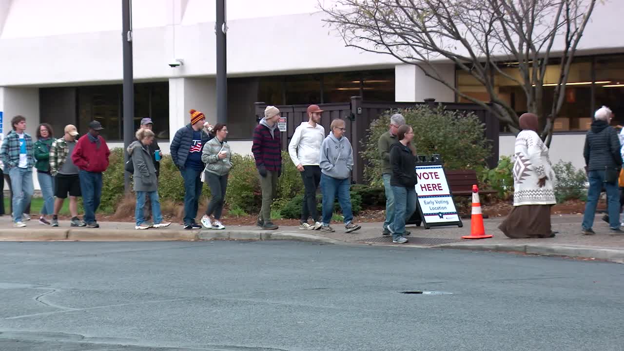 First-time voters in Minneapolis line up to cast their ballots.